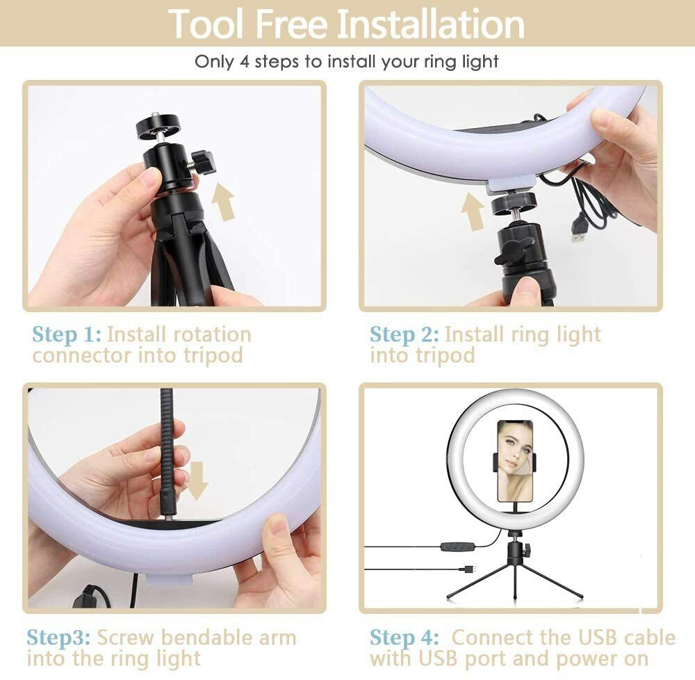 YOYEWA Ring Light with Phone Tripod Stand & Flexible Phone Holder