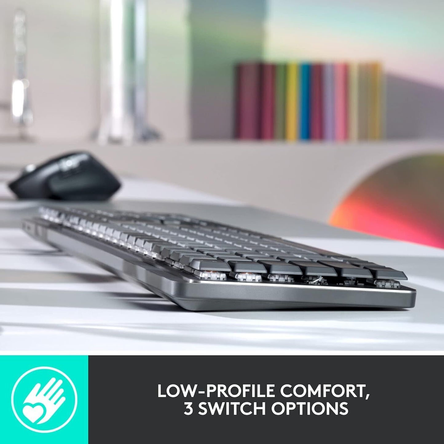 Logitech MX Mechanical Wireless Keyboard - Graphite, English (Tactile Quiet...