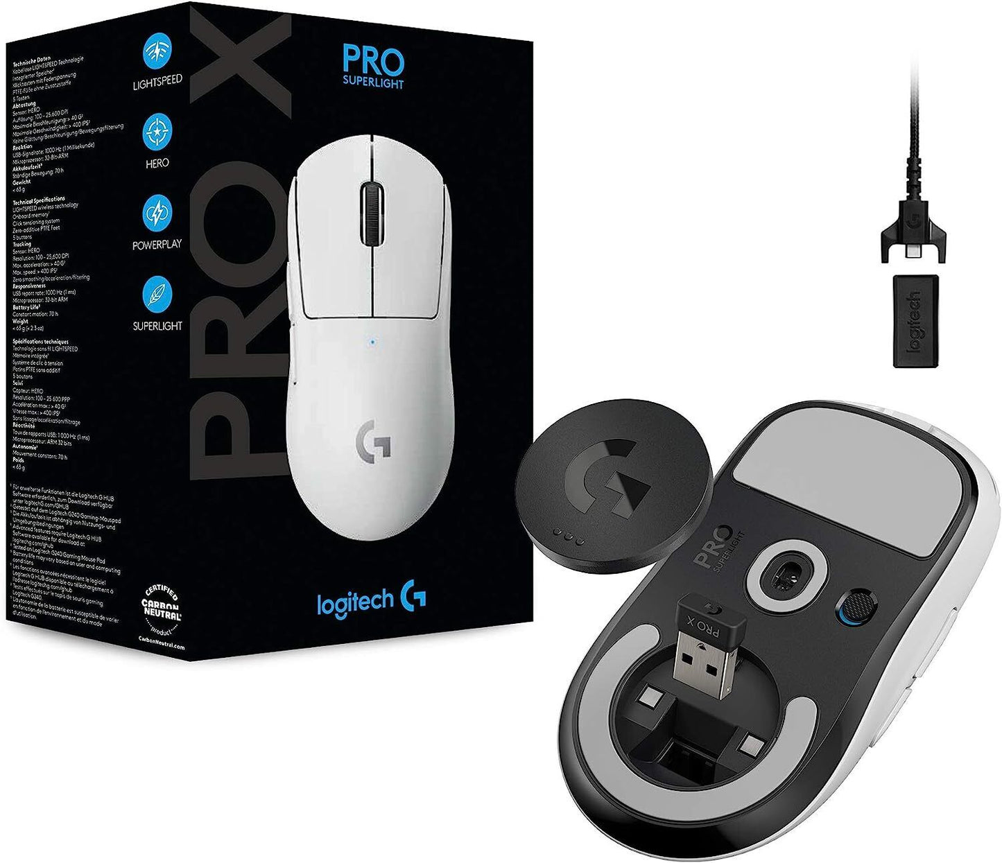 Logitech G PRO X SUPERLIGHT Wireless Gaming Mouse, HERO 25K Sensor
