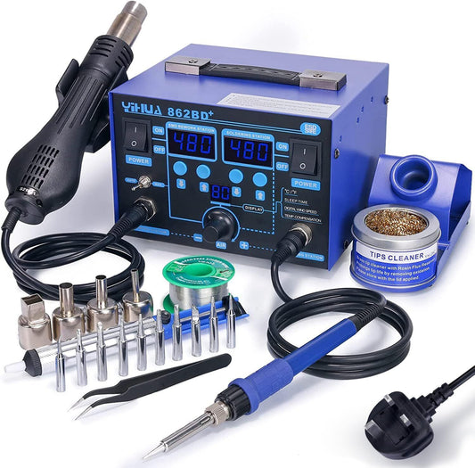 YIHUA 862BD+ SMD Hot Air Rework Station and Soldering Station, 2 in 1 Station wi