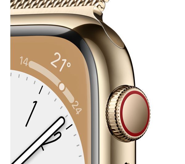 APPLE Watch Series 8 Cellular - Gold Stainless Steel with Gold Milanese Loop, 45