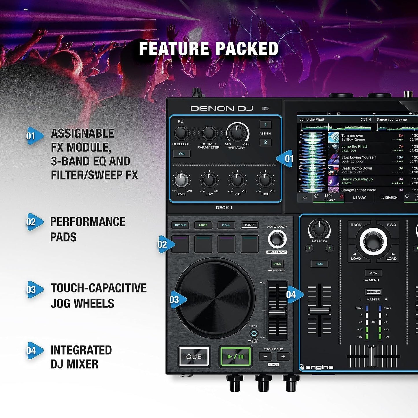 Denon DJ PRIME GO – Portable DJ Controller and Mixer with 2 Decks WIFI Streaming