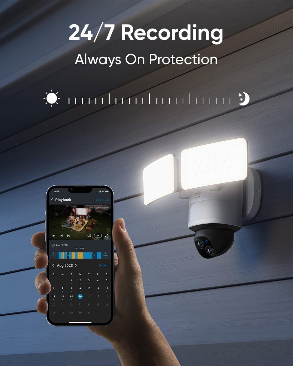 eufy Security Floodlight Camera E340 Dual Cameras Wired Outdoor Security Camera,