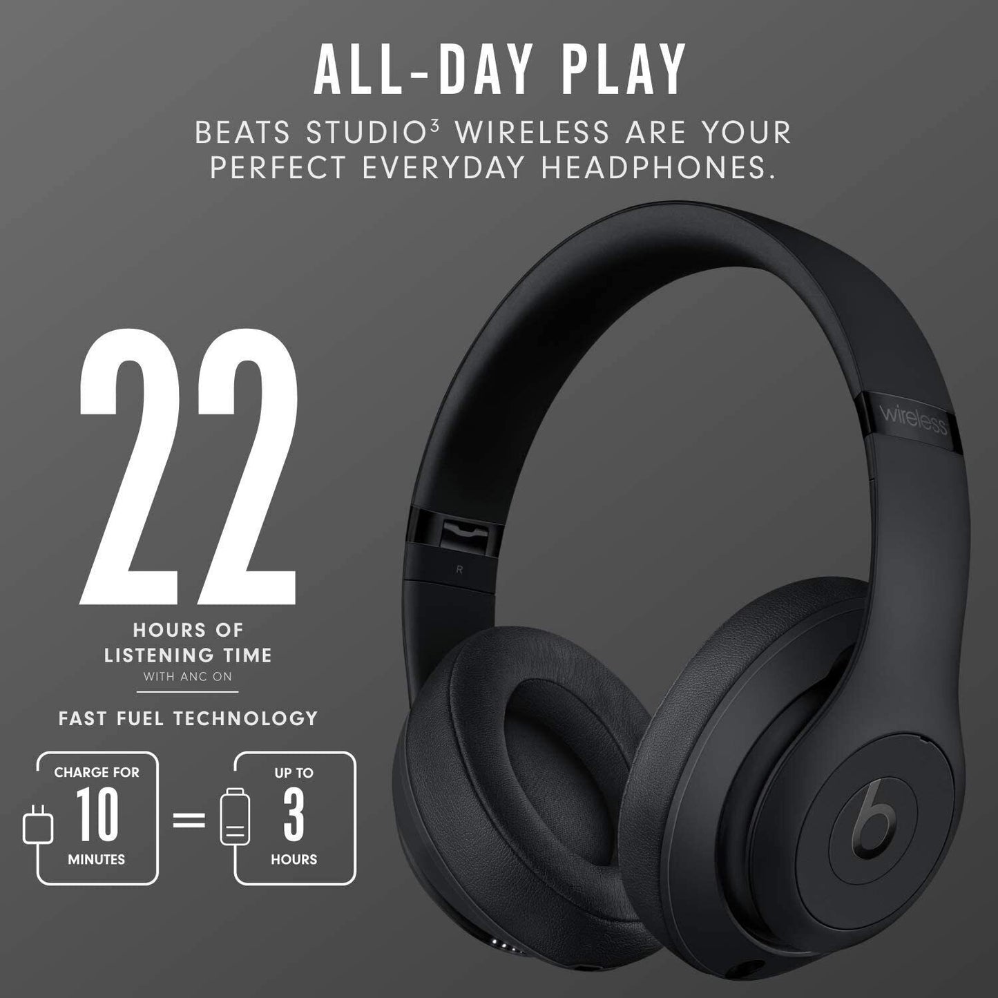 Beats Studio3 Wireless Over the Ear Headphones - Matt Black