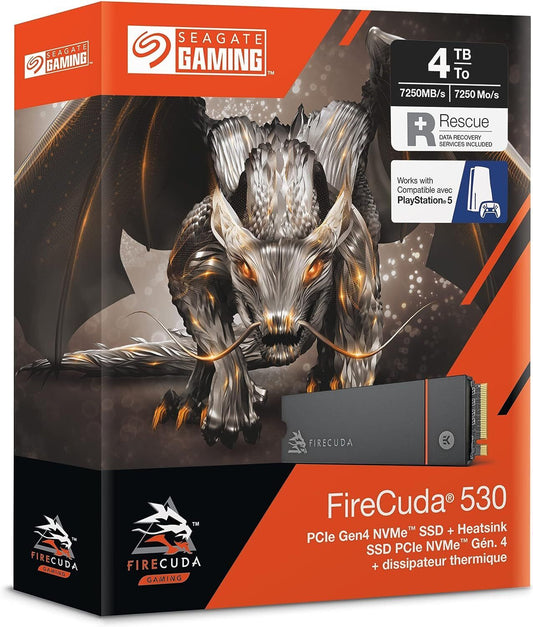 Seagate FireCuda 530 4TB M.2 NVMe Internal SSD with Heatsink (ZP4000GM3A023)