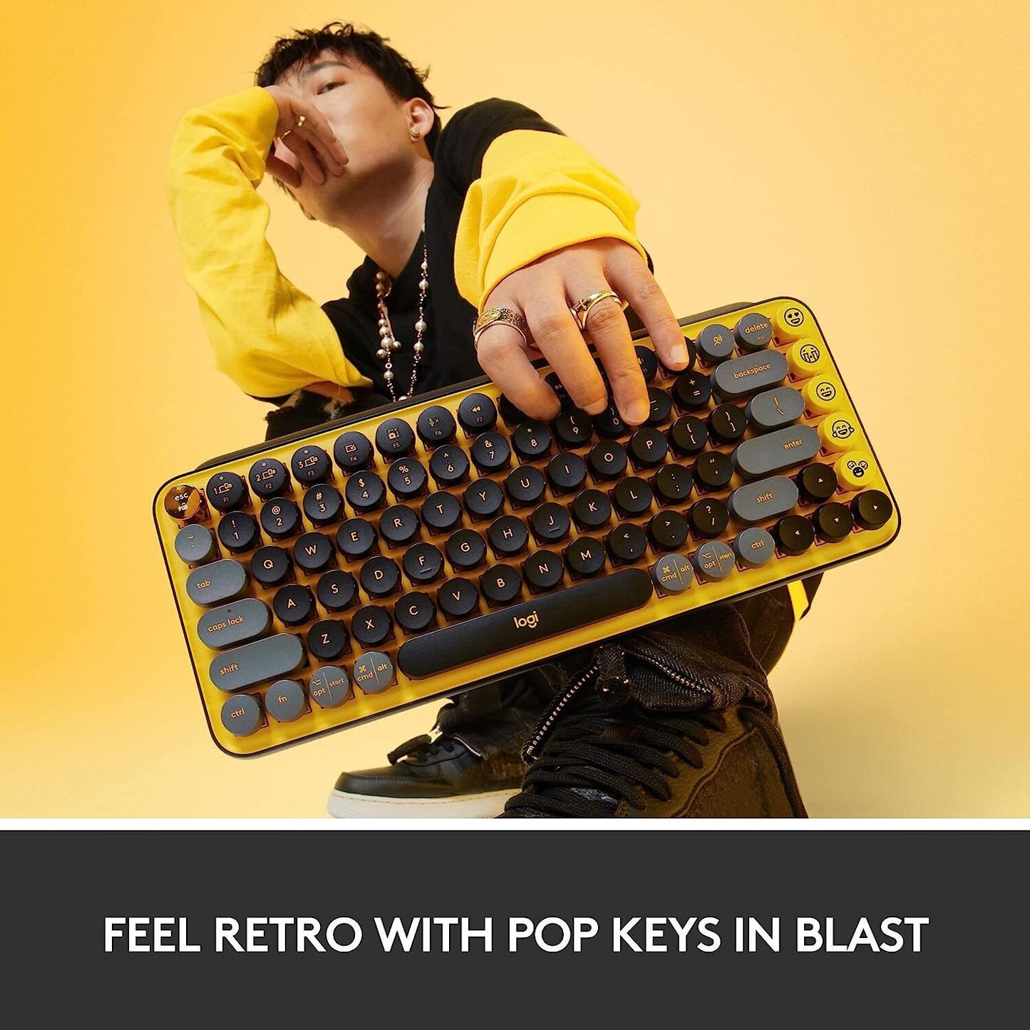 Logitech POP Keys Wireless Mechanical Emoji Keyboard - Blast, English - UK